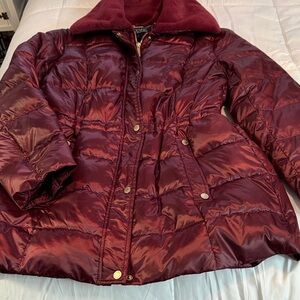 Dennis Basso Maroon Puffer Jacket